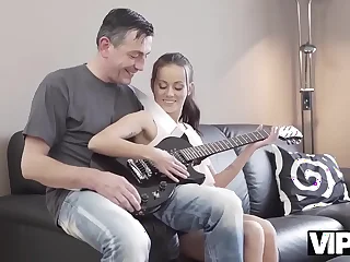 VIP4K. Mature man penetrates teen pussy with finger and his learn of